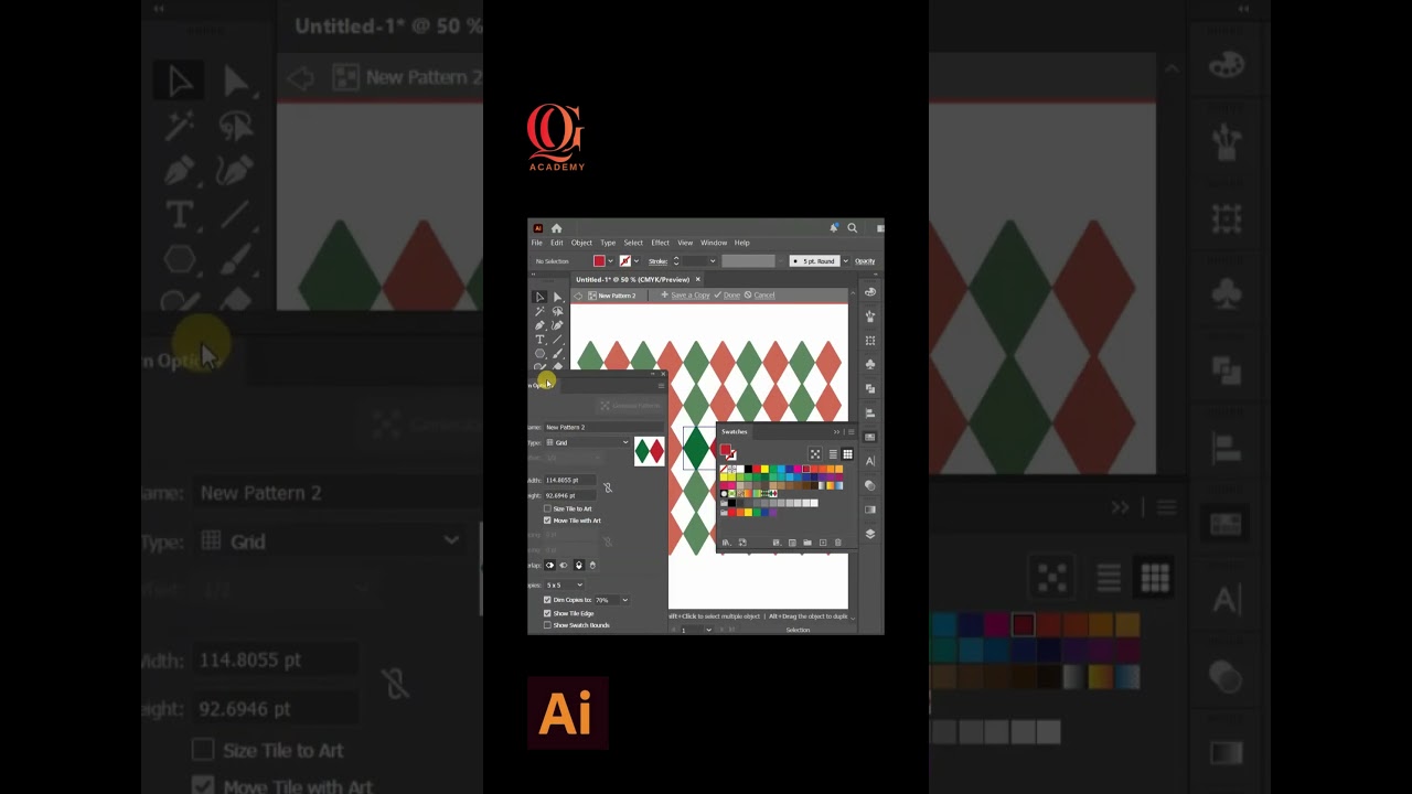How to Make Argyle Triangle Plaid patterns in Illustrator | Quirky Graphic Academy
