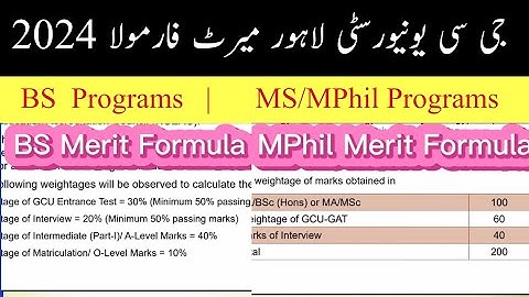 GC University Lahore Merit Formula 2024 | How to Calculate GCU Lahore BS & MPhil Programs Aggregate