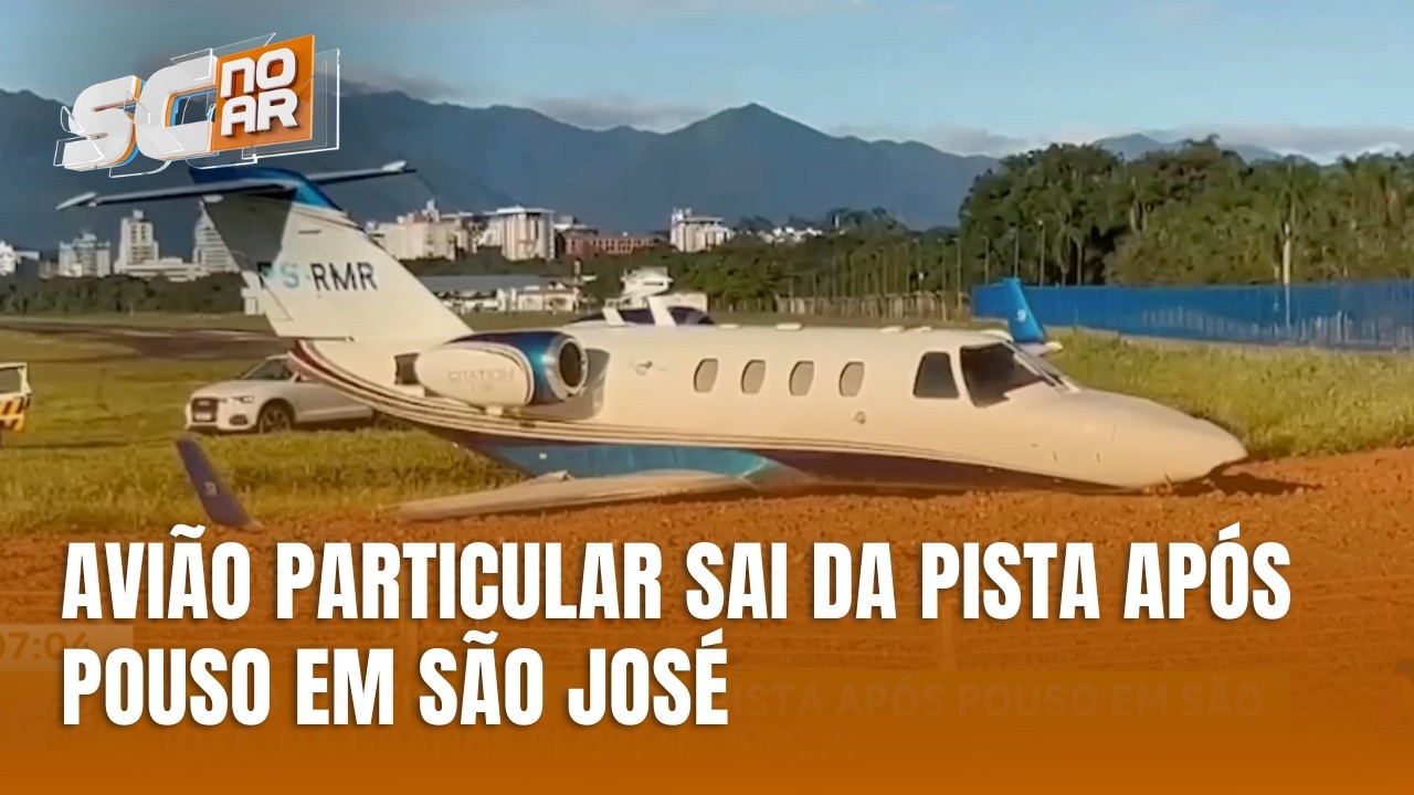 Avião particular sai da pista após pouso em São José, na Grande Florianópolis