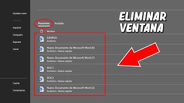 Eliminar Ventana de Documentos Recientes en (Word)