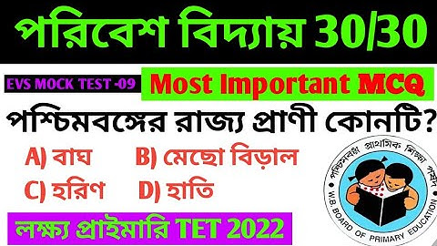 WB Primary TET 2022 পরিবেশ বিদ্যা। EVS preparation 2022। Primary TET exam EVS important MCQ question