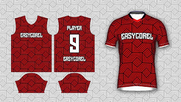 How to Create Full Printed Red and Black Line Football Futsal Soccer Jersey Design in CorelDraw