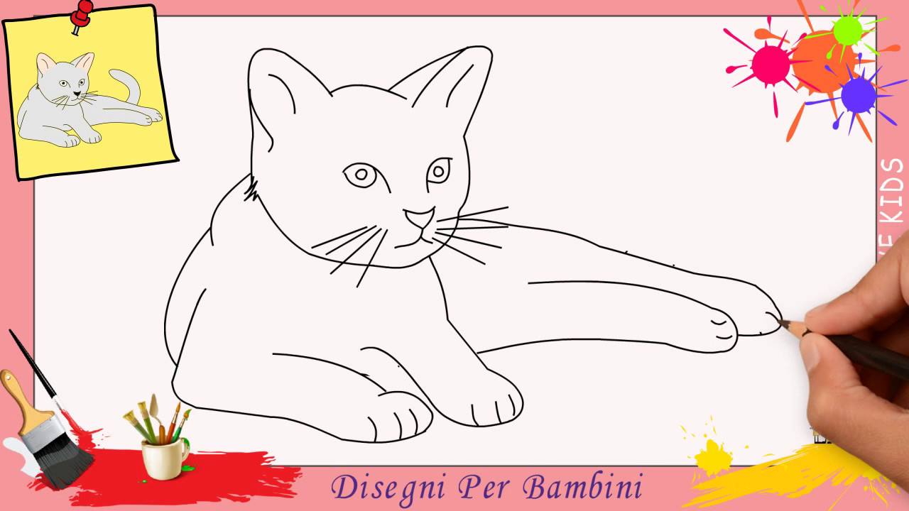 Disegni di gatti 2  Come disegnare un gatto FACILE passo per passo per bambini  YouTube