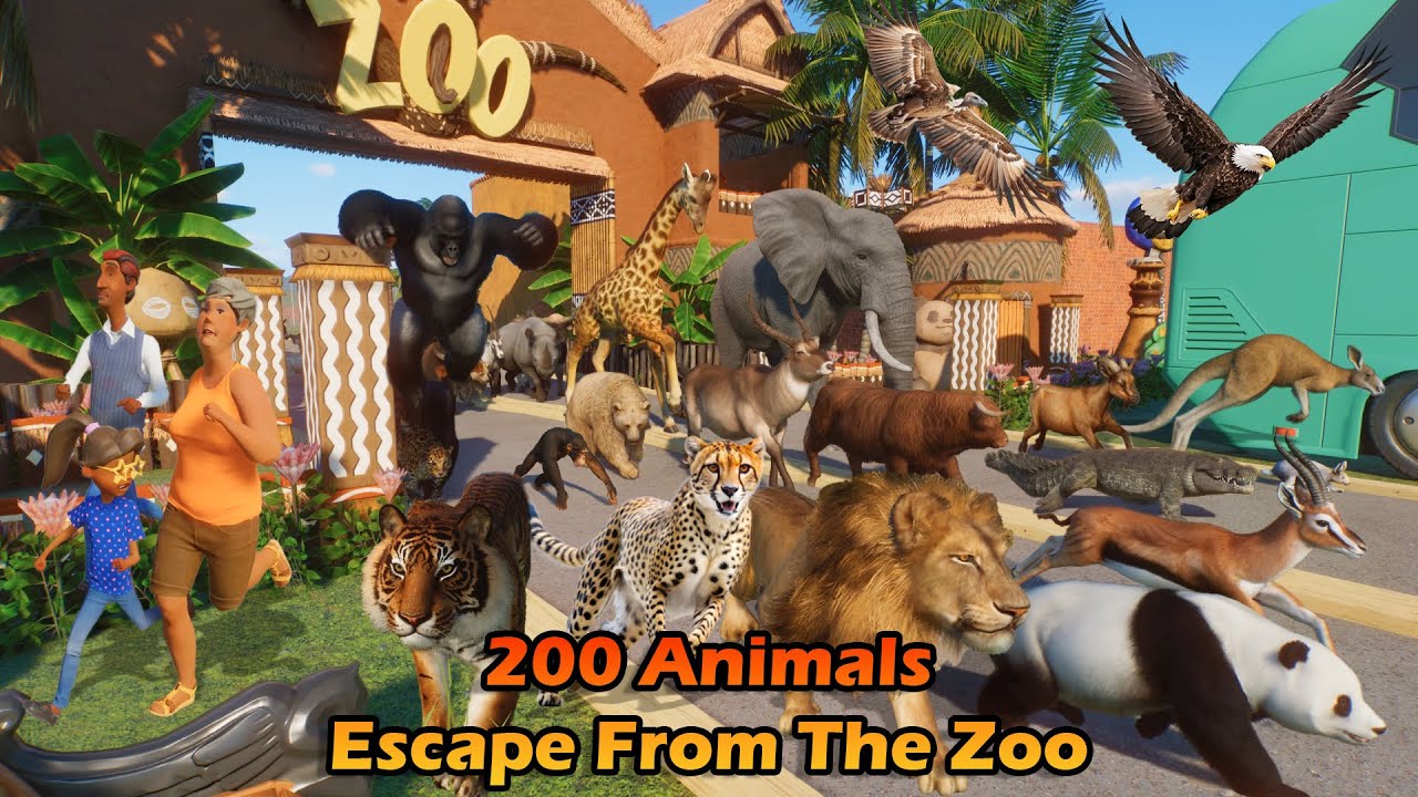 200 Animals Escape Race in Planet Zoo All Episodes, Included Lion, Elephant, Giraffe Live Stream #40