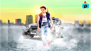 Boy vs Wrangler Jeep Manipulation | PicsArt Editing Tutorial screenshot 2