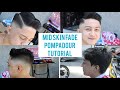 HAIRCUT : MID SKIN FADE POMPADOUR TUTORIAL STEP BY STEP  (JHUN PANGLAO)