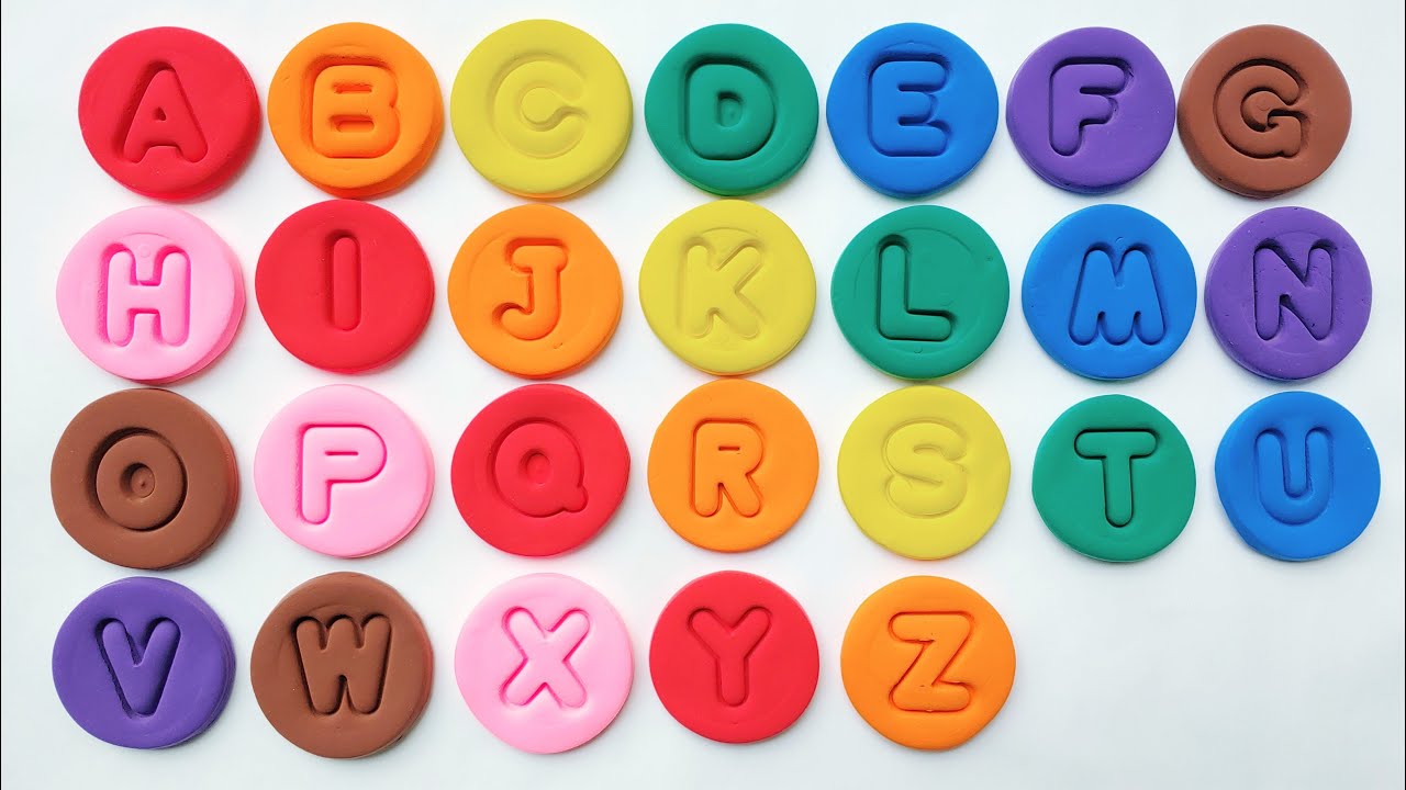 ABC Song 들으며 동그라미 색깔 클레이에 alphabet 틀을 찍어 보았어요. | a to z