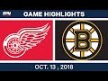 NHL Highlights | Red Wings vs. Bruins- Oct. 13, 2018