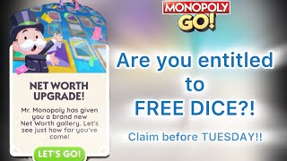Are you missing out on a FREE DICE reward?? Check your game! #monopolygo #dice