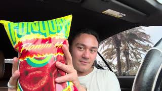 asmr | funyuns flaming hot onion flavored rings on rodeo drive