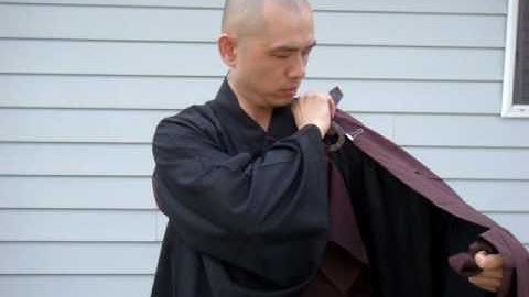 How to put on robe? front view