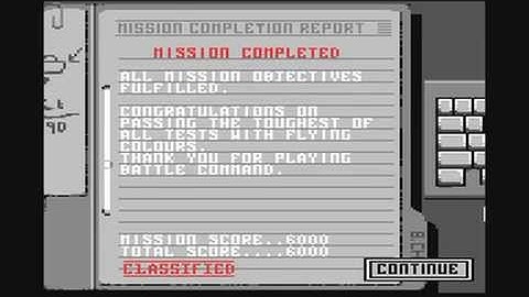 Commodore 64: Battle Command game ending by Ocean Software
