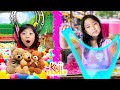 Emma and Kate Fun Crane Machine and Slime Shop Activity!