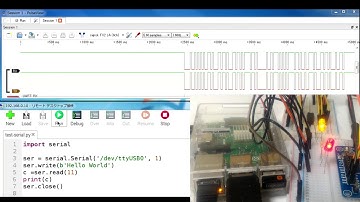 Pythonでシリアル通信をしてアナライザとLEDで波形確認した
