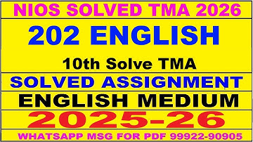 nios english 202 solved assignment 2025-26 | nios 202 tma solved 2025-26 class 10 english