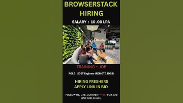 🚨 Browserstack Jobs 2025 Hiring Freshers For SDET Engineer (REMOTE JOB) .#jobsearch #freshersjobs