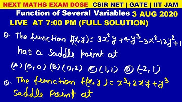 #31 Next maths exam dose | LIVE CLASS AT 7:00 PM | 5 AUG 2020 | FUNCTION OF SEVERAL VARIABLES