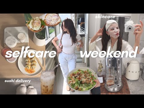 Self care weekend 🤍 sushi takeout, skincare, brunch date, Whole Foods haul
