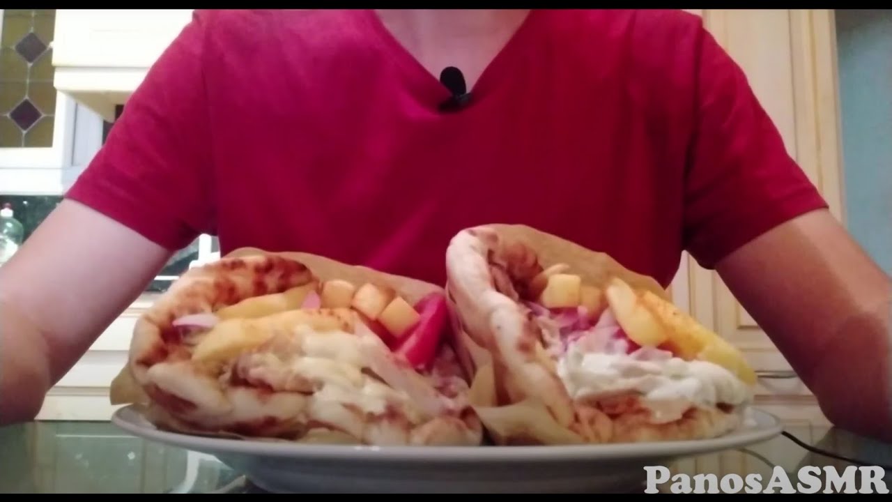 Eating Gyros souvlaki (13) - Panos ASMR Greek (Mukbang)