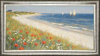 Sails and Wildflowers ~ ocean oil painting in 4k ~ minimalist framed tv art screensaver screenshot 1