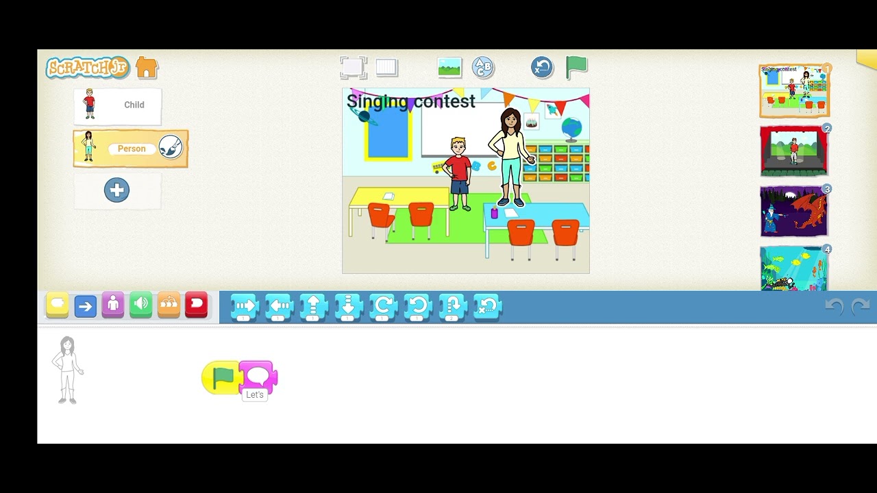 Scratch Jr Broadcasting Example This is my scratchjr performance (Singing contest) - YouTube