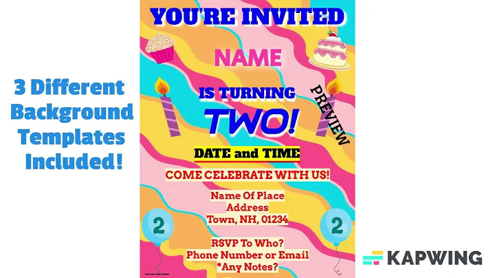 2nd Birthday Party Invitations-3 Different Templates To Choose From!