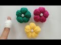 Kolay Çiçek Yapımı / Easy Woolen Flowers  Making -Sewing Hack