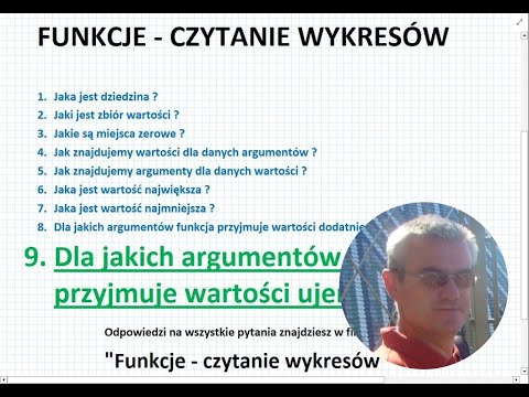 Funkcje - Dla jakich argumentów funkcja przyjmuje wartości ujemne - Czytanie wykresów - Matematyka