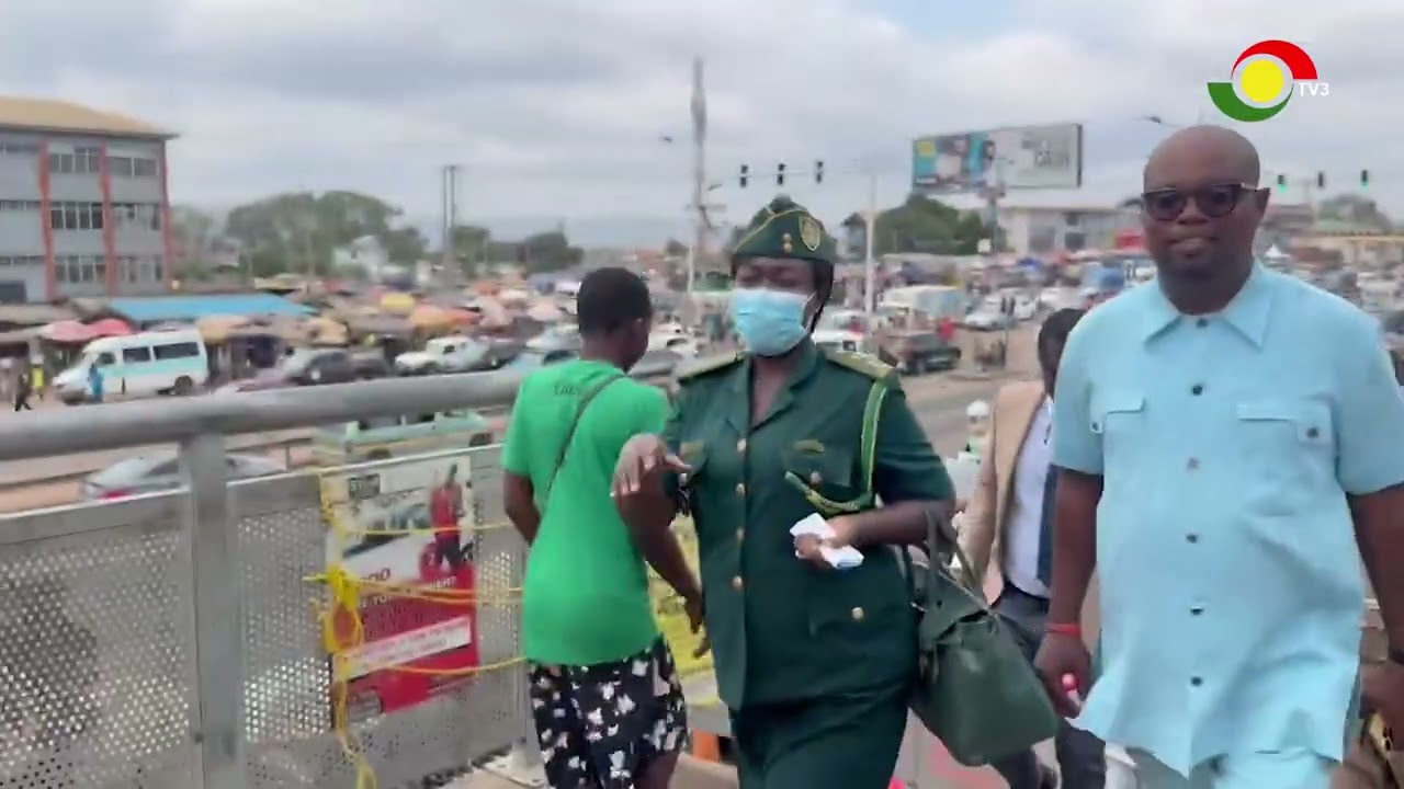 Security review at Madina Zongo Jct before troops deploy to enforce footbridge use, curb deaths