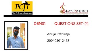 Question Set 21 | Database Management System | Java Institute