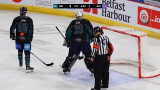 Petr Čech making his professional hockey debut with Belfast Giants