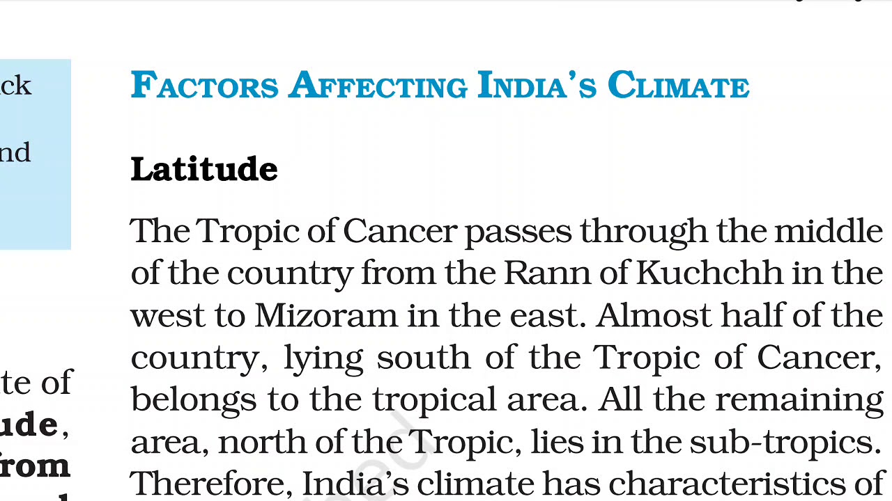 Climate,ch 4, Geo 9 (factors affecting India's climate-air pressure and winds)