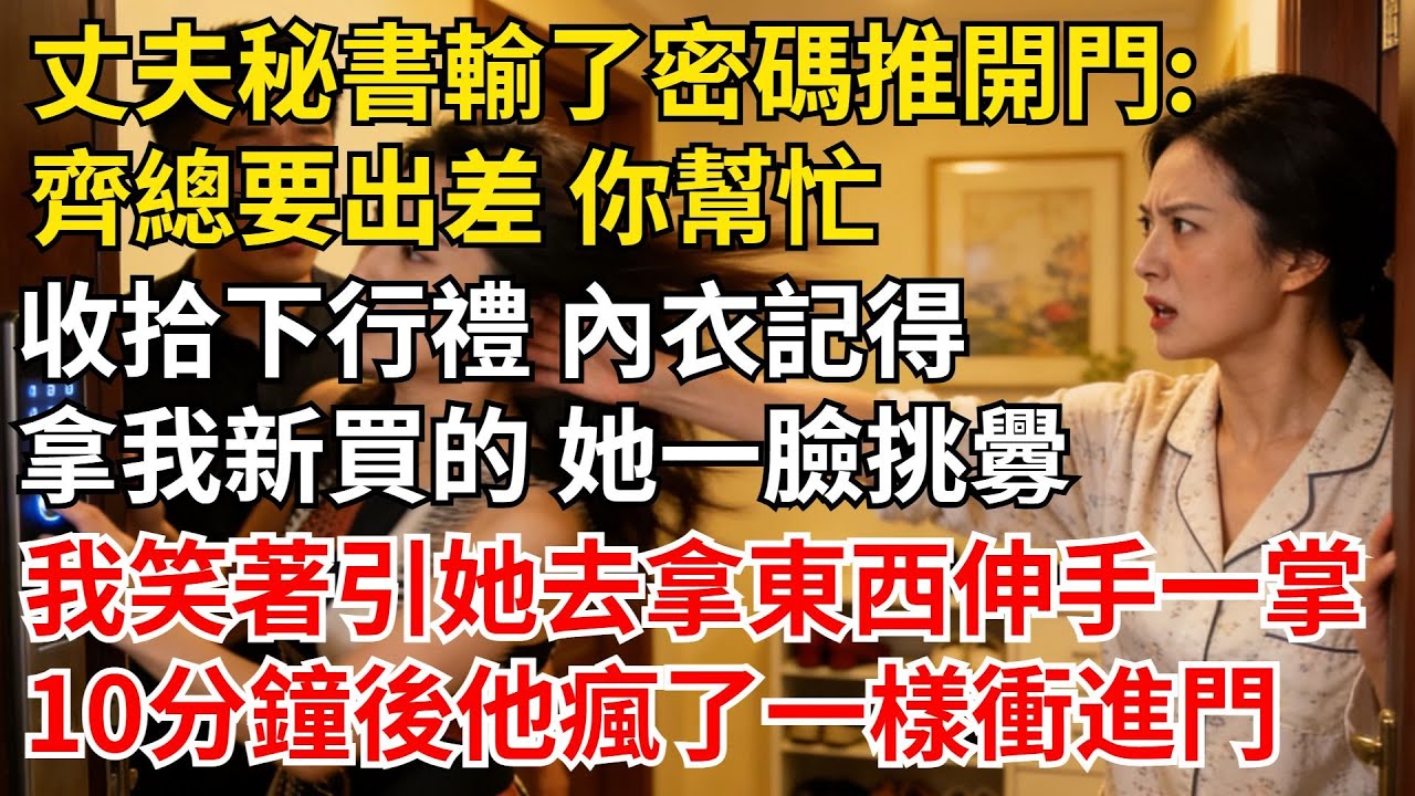 丈夫祕書輸了密碼推開門，“齊總要出差沒空陪你過生日，你幫忙收拾下行禮吧，內衣記得拿我新買的”她一臉挑釁，我笑著引她去#女頻爽文#家庭倫理#婆媳過招