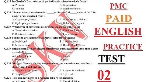 PMC Paid MDCAT ENGLISH Practice Test 2 (2021) PMC ENGLISH TEST with detailed explanation (2021)