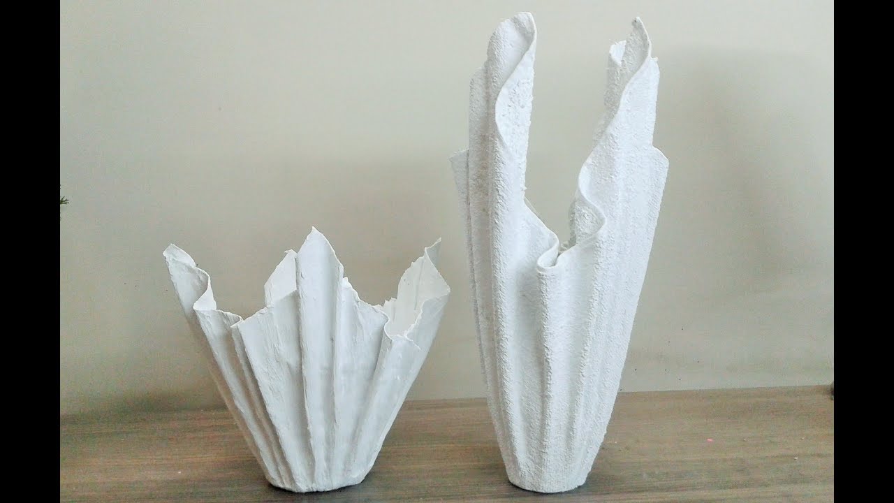 How to make Cement Flowerpot using towel and cloth, DIY vase - YouTube