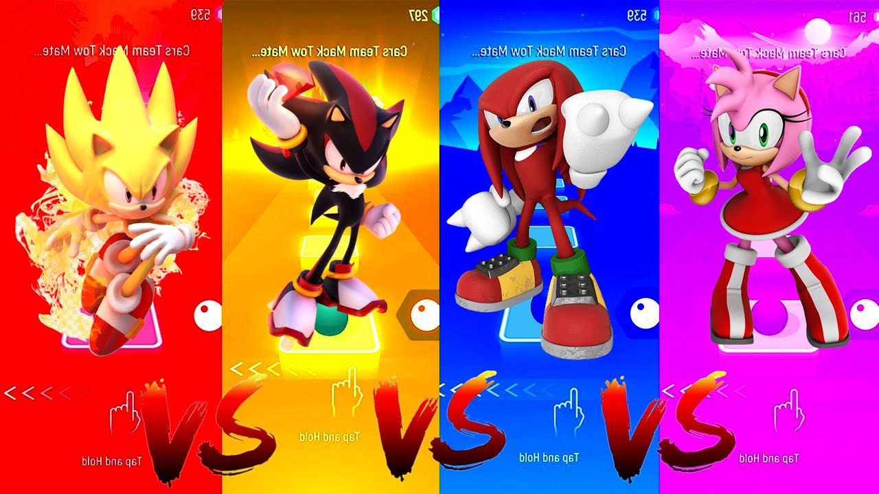 Super Sonic vs Shadow vs Knuckles vs Amy Rose | Tiles Hop Edm Rush ...