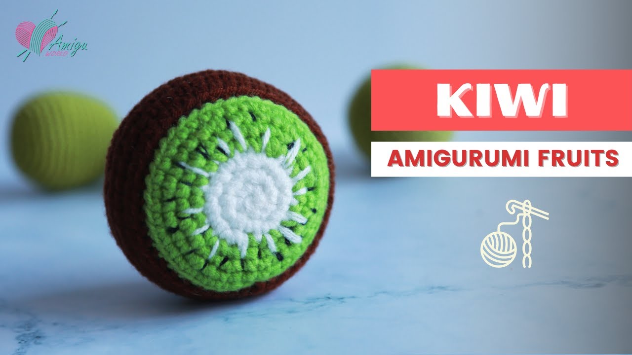 #008 | How to crochet an amigurumi Kiwi | Crochet amigurumi Fruits | Free Pattern | AmiguWorld