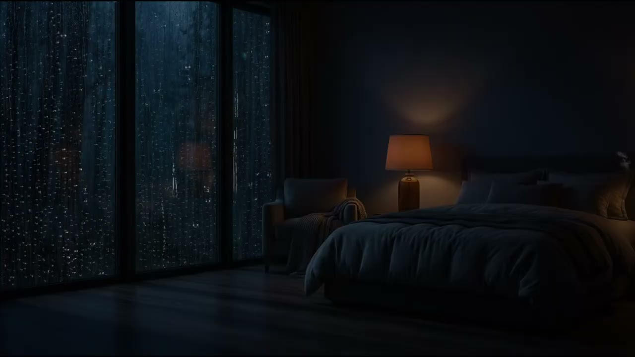 Dark Room Rain Sounds 🌧️ Fall Asleep Fast with Calm Night Ambience