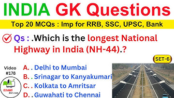 India GK Vragen & Antwoorden | Set 6 I Statische GK | Meest Herhaalde Examenvragen #gkquestion #gk