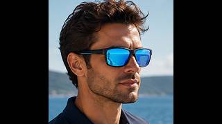 Sunglasses With Polarized Lenses Luxury Rectangle Blue Frame | CSS-359-01 | Developioneer Eyewear