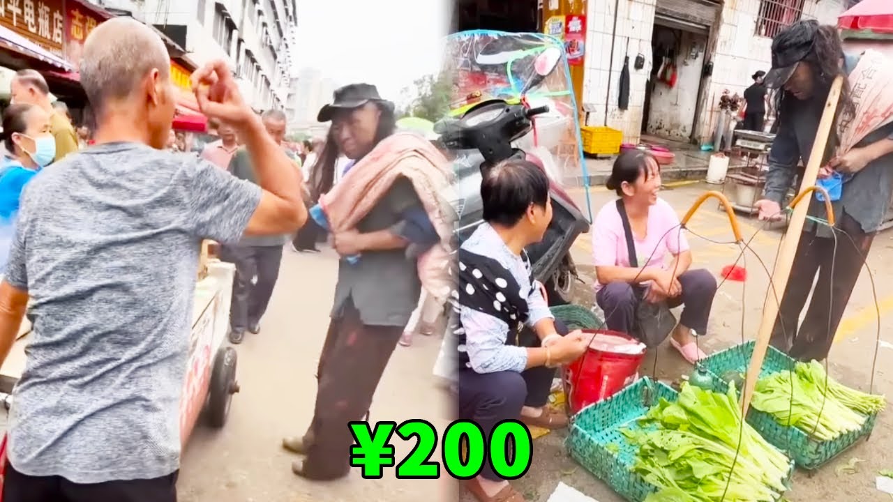 阿義假扮乞丐沿街乞討，暴躁大爺看到後竟然動手打阿義，幸好遇到好心大姐看阿義可憐買包子吃！ 【阿義走鄉村】#Farm #tour #drama #正能量