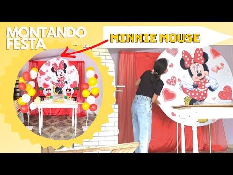 DECORAÇÃO DE FESTA MINNIE MOUSE.