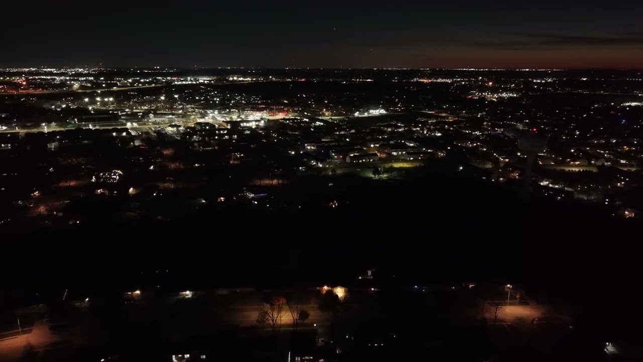 Unedited video using the DJI Mini 5 Pro, night flight