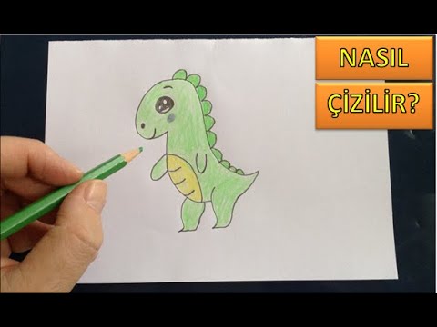 Sevimli Dinozor Çizimi - Kolay Dinozor Çizimi - Easy Drawing for kids