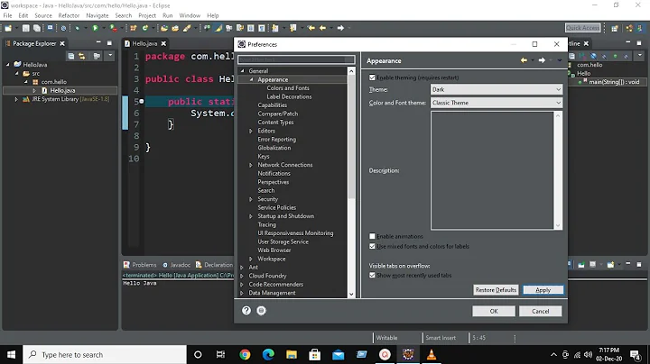 How to change font size and color theme in eclipse ide | Dark theme in Eclipse IDE