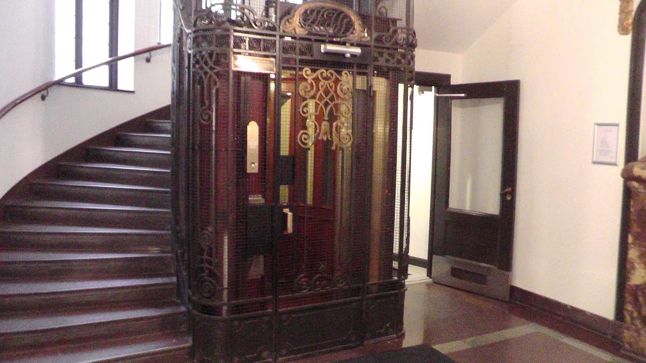 GORGEOUS!! 1912 Graham Brothers (OTIS mod.) Traction Elevator @ Hovslagargatan 5, Stockholm, Sweden
