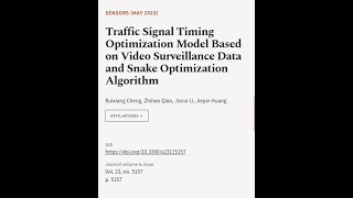 Traffic Signal Timing Optimization Model Based on Video Surveillance Data and Snake O... | RTCL.TV