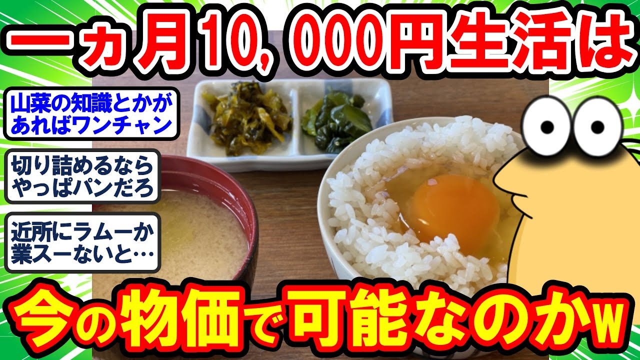 【2ch面白いスレ】今の物価で1ヵ月食費10,000円生活って果たして可能なのか？ww【2chゆっくり解説】