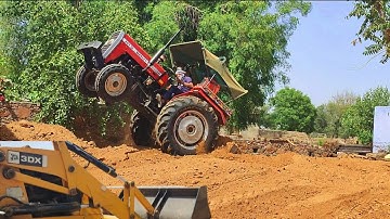 Jcb 3dx kirloskar machine working with Massey 241di, Eicher 380 and 1035 tractor । Jcb cartoon