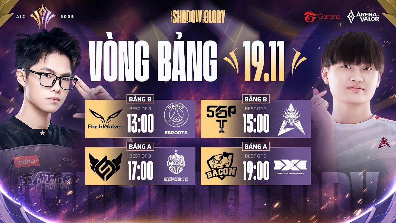 FW vs PSG | SGP vs HKA | FS vs BRU | BAC vs DCG | VÒNG BẢNG - AIC 2025 (19/11)